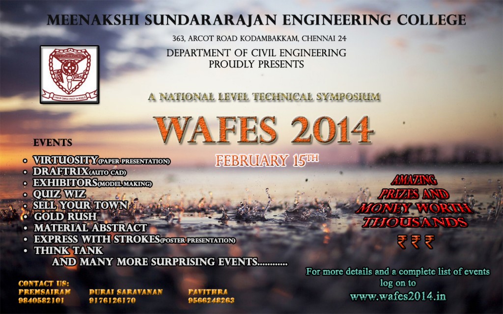 Wafes 2014 - Technical Symposium in Tamil Nadu on February 15, 2014Wafes 2014 - Technical Symposium in Tamil Nadu on February 15, 2014
