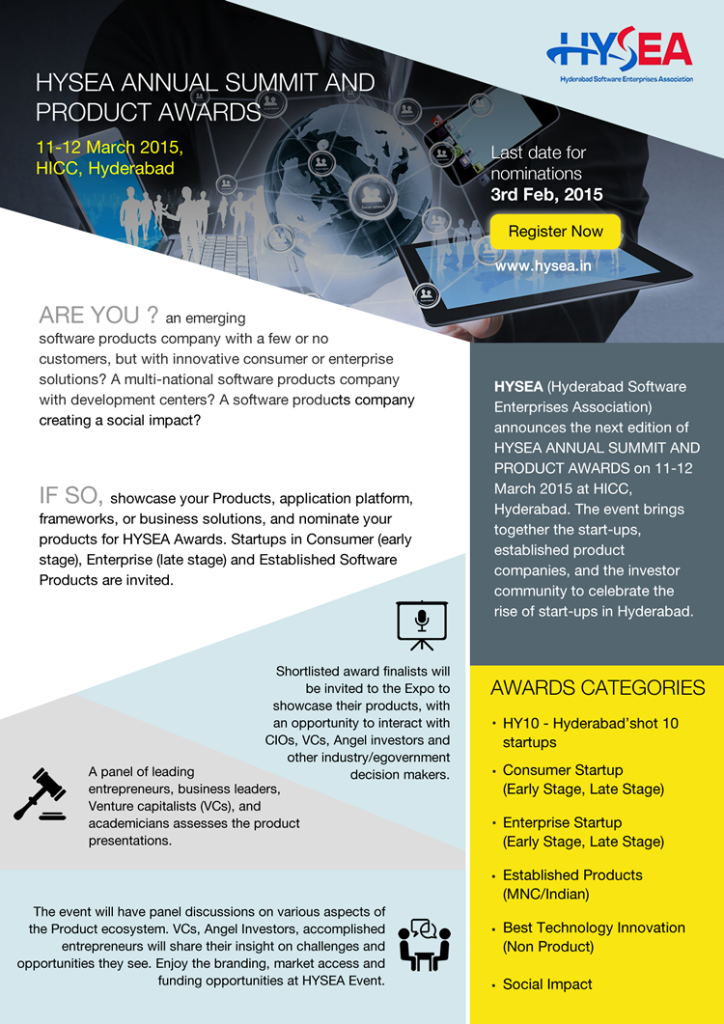 Hysea Annual Summit Awards 2015 in Hyderabad from March 11-12, 2015
