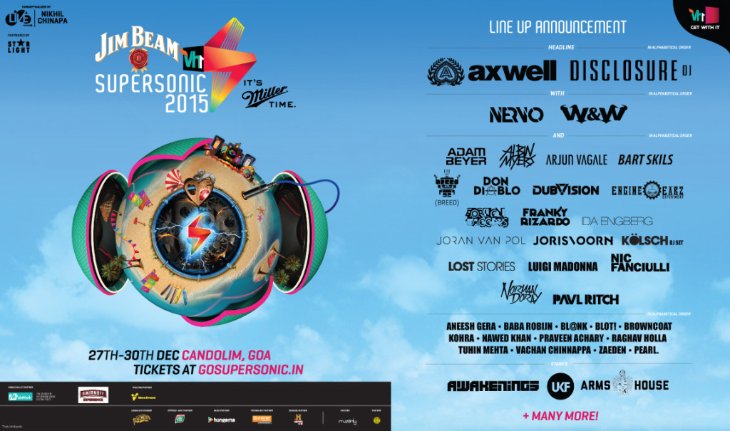 Vh1 Supersonic Annual Festival in Goa from December 27-30, 2015