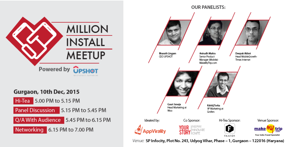 Million Install Meetup: Growth Hacking Mobile Apps in Gurgaon on December 10, 2015