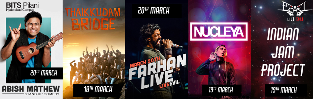 Farhan Akthar, Nucleya, Abish Mathew, Thaikkudam Bride and more - Live at BITS PEARL 2016 from March 18-20, 2016
