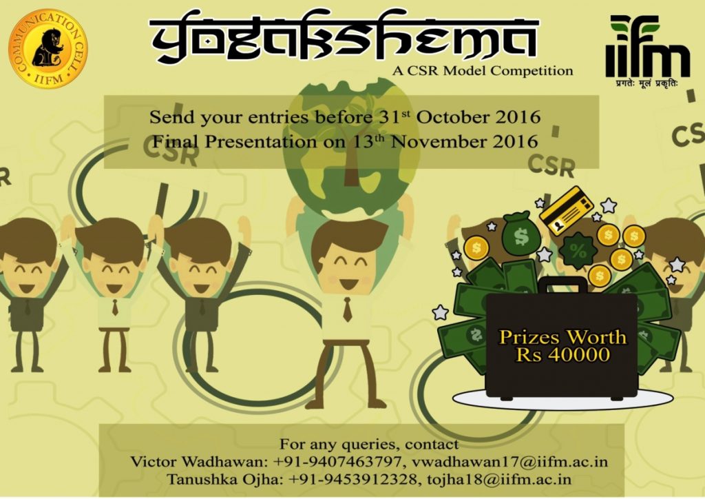 Yogakshema - A CSR Model Competition in Bhopal on November 13, 2016