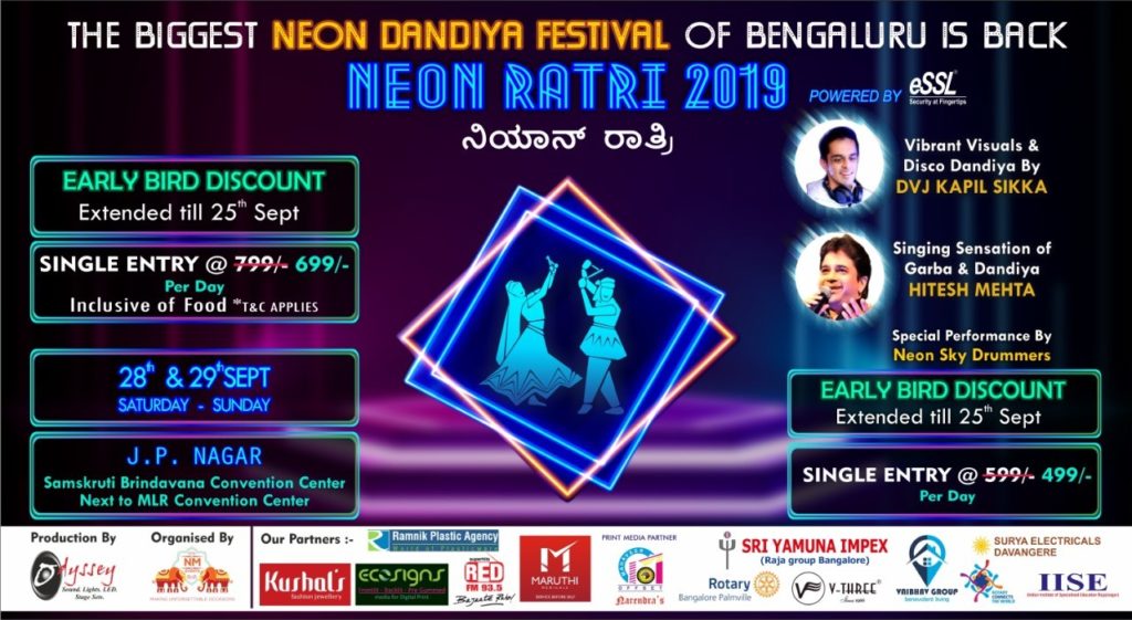 NEON RATRI – Bengaluru’s Biggest Neon Dandiya Festival 2019 NEON RATRI – Bengaluru’s Biggest Neon Dandiya Festival 2019