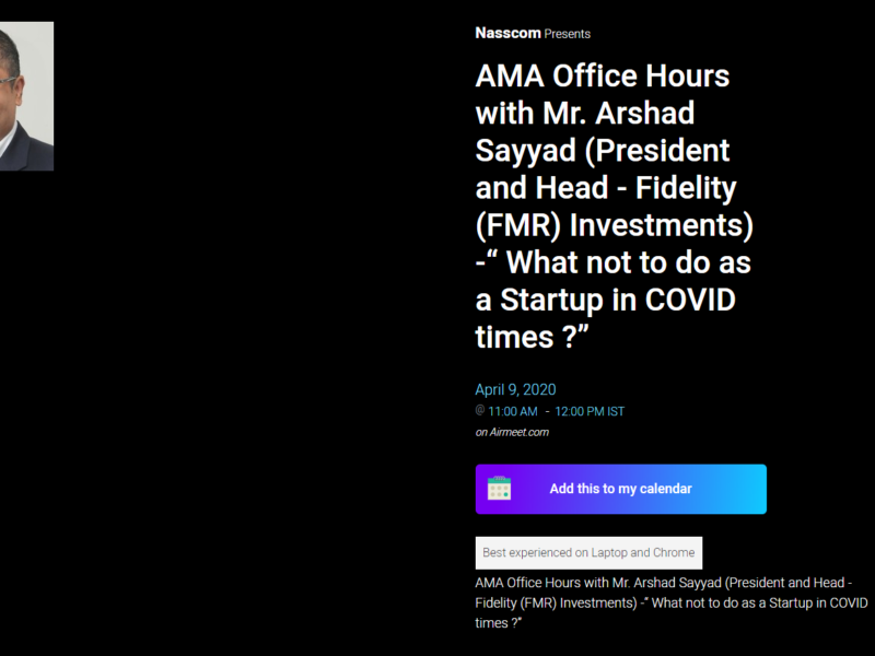 AMA Office Hours with Mr. Arshad Sayyad (President and Head – Fidelity (FMR) Investments)