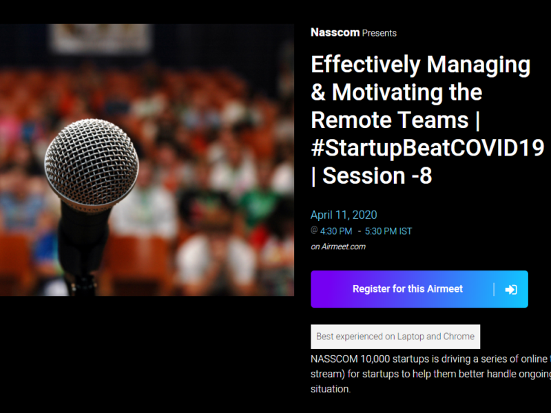 Effectively Managing & Motivating the Remote Teams | #StartupBeatCOVID19 | Session -8