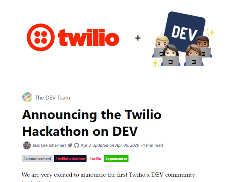 Twilio x DEV Community Hackathon 🔥